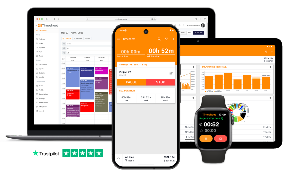 Timesheet app on multiple devices