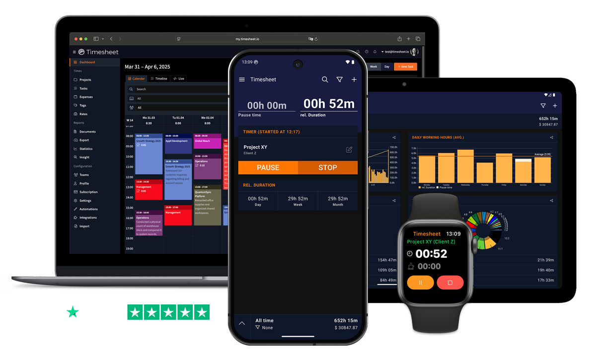 Timesheet app on multiple devices