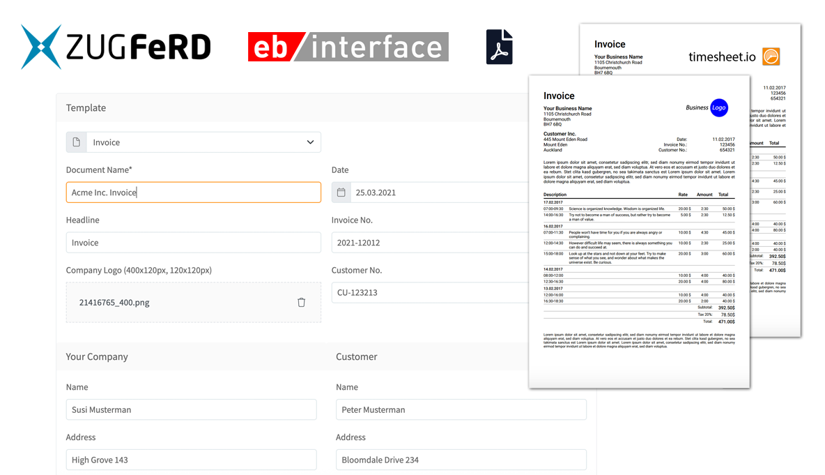Professional Invoice Generation